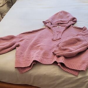 POL Pink Hooded Chenille Sweater